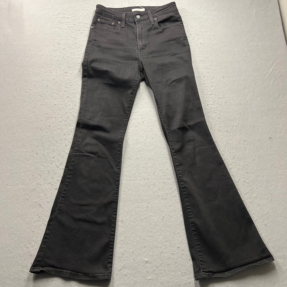 Levis 726 High Rise Flare Jeans Black Denim W29 L32 Slim Fit Retro Style 1308